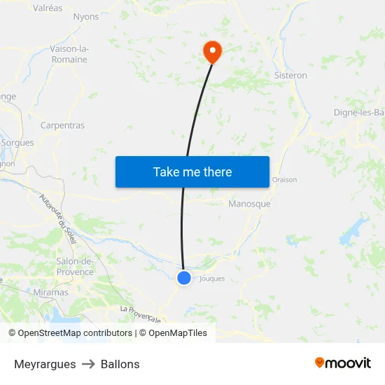 Meyrargues to Ballons map