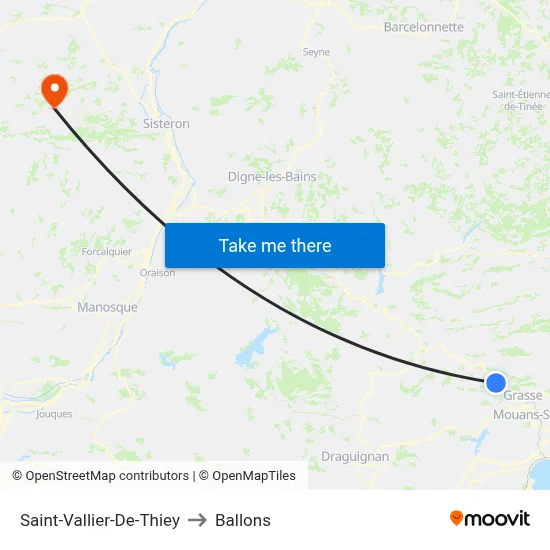 Saint-Vallier-De-Thiey to Ballons map
