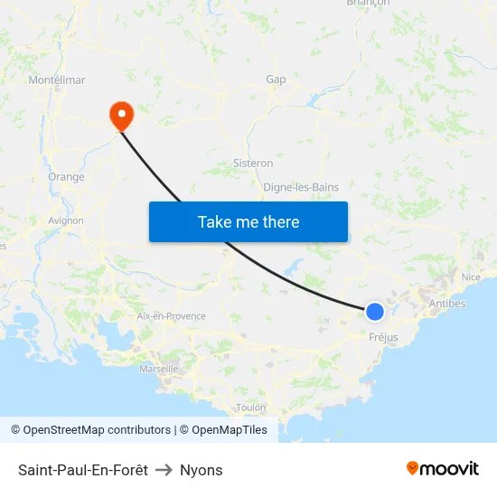 Saint-Paul-En-Forêt to Nyons map