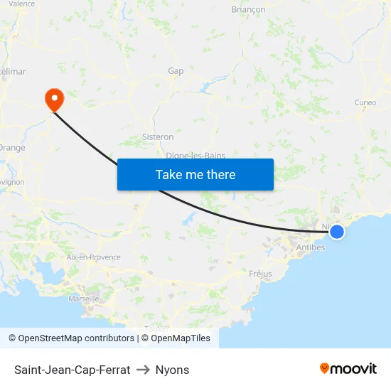 Saint-Jean-Cap-Ferrat to Nyons map