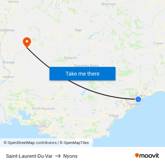 Saint-Laurent-Du-Var to Nyons map