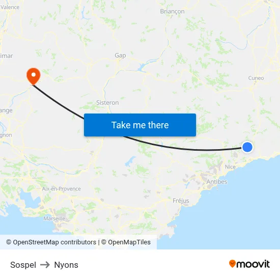 Sospel to Nyons map