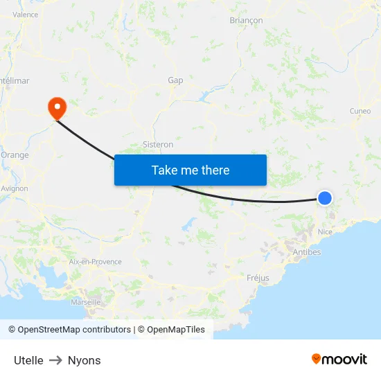 Utelle to Nyons map