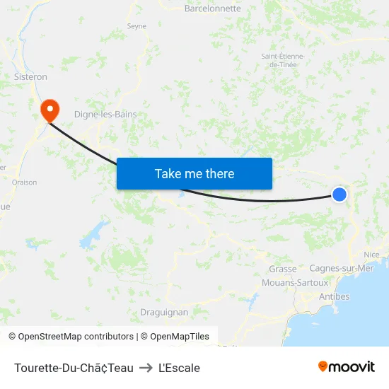 Tourette-Du-Chã¢Teau to L'Escale map