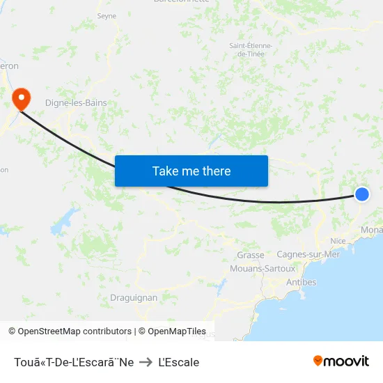 Touã«T-De-L'Escarã¨Ne to L'Escale map
