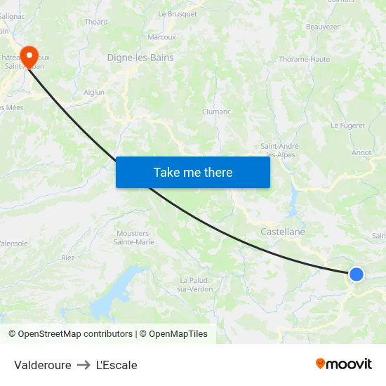 Valderoure to L'Escale map