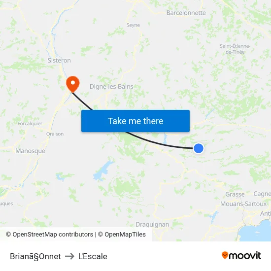 Brianã§Onnet to L'Escale map
