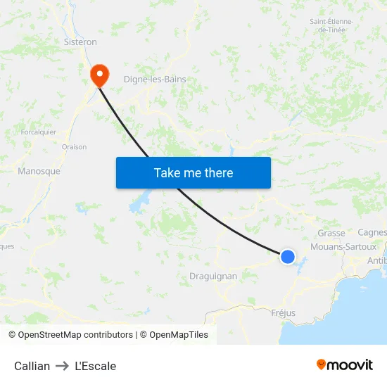 Callian to L'Escale map