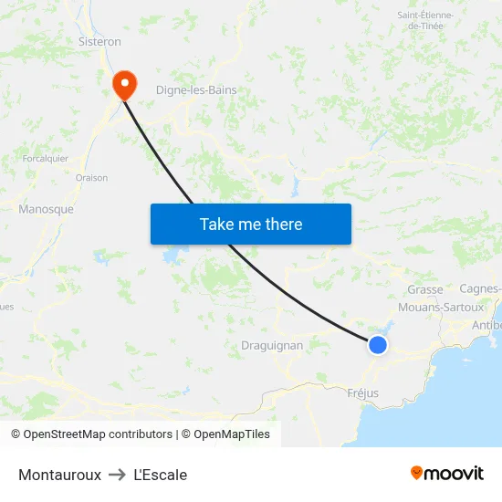 Montauroux to L'Escale map