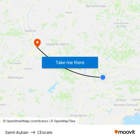 Saint-Auban to L'Escale map