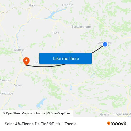 Saint-Ã‰Tienne-De-Tinã©E to L'Escale map