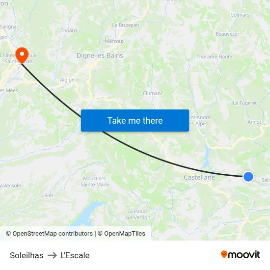 Soleilhas to L'Escale map