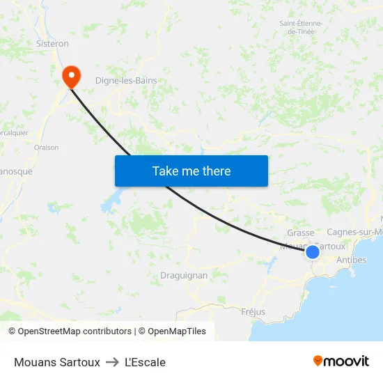 Mouans Sartoux to L'Escale map