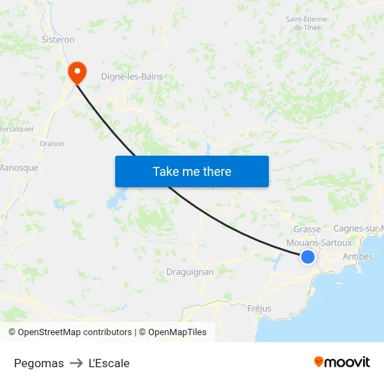 Pegomas to L'Escale map