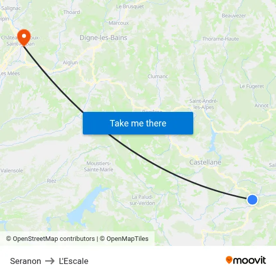 Seranon to L'Escale map