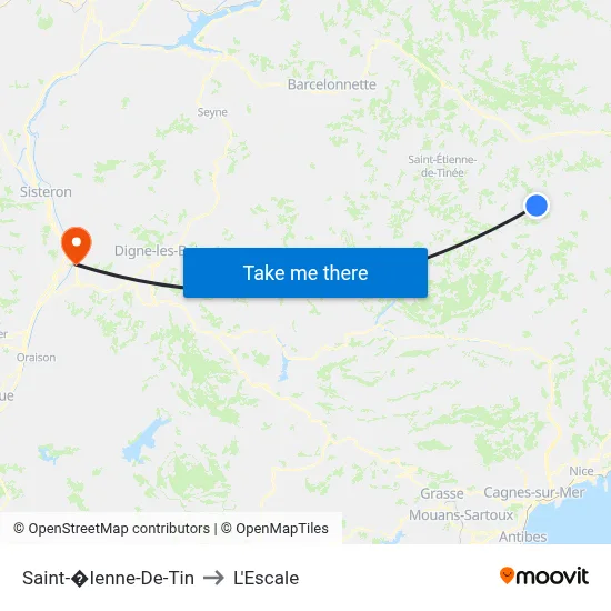 Saint-�Ienne-De-Tin to L'Escale map