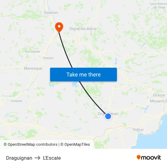 Draguignan to L'Escale map