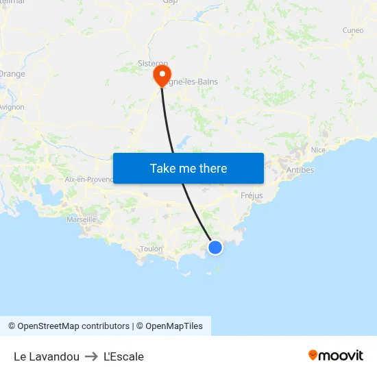 Le Lavandou to L'Escale map