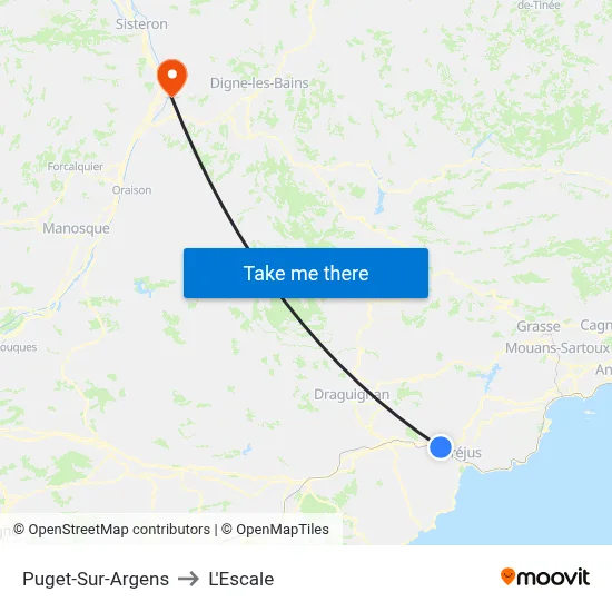 Puget-Sur-Argens to L'Escale map
