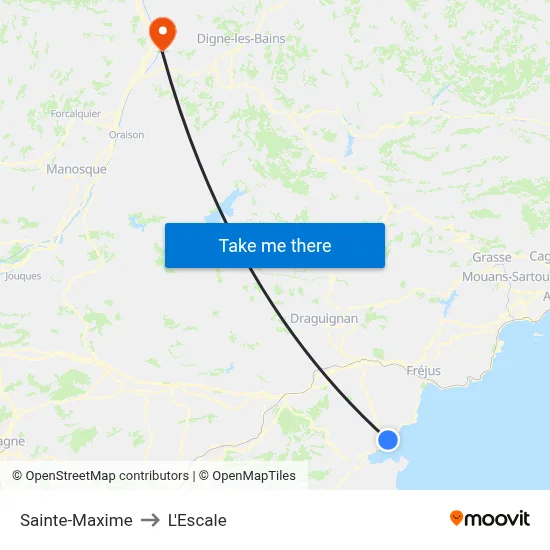 Sainte-Maxime to L'Escale map