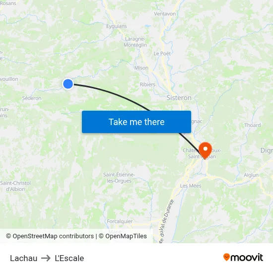 Lachau to L'Escale map