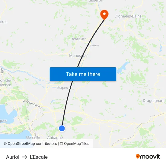 Auriol to L'Escale map