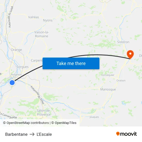 Barbentane to L'Escale map