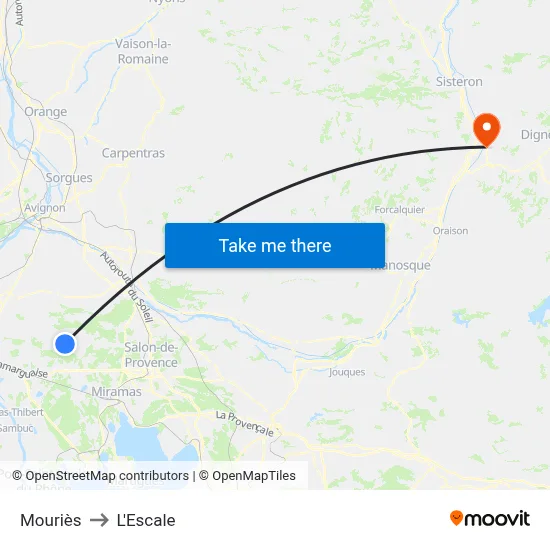Mouriès to L'Escale map