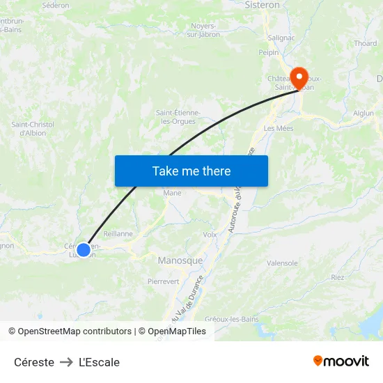 Céreste to L'Escale map