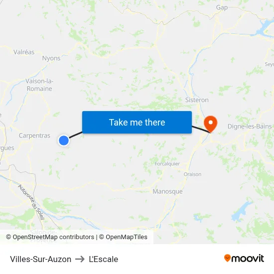Villes-Sur-Auzon to L'Escale map