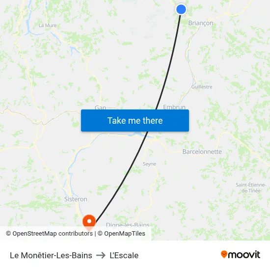 Le Monêtier-Les-Bains to L'Escale map
