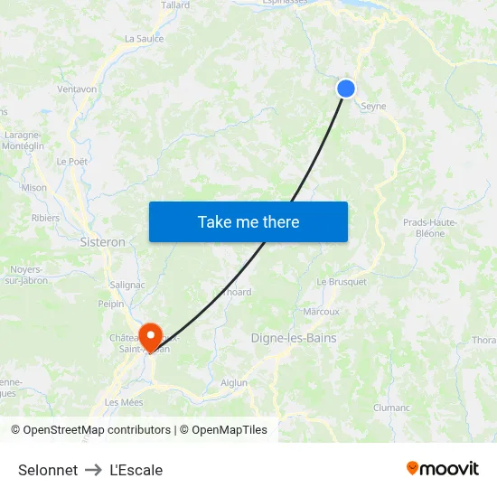 Selonnet to L'Escale map