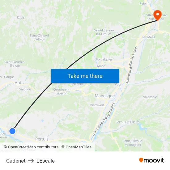 Cadenet to L'Escale map