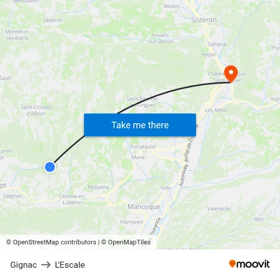 Gignac to L'Escale map