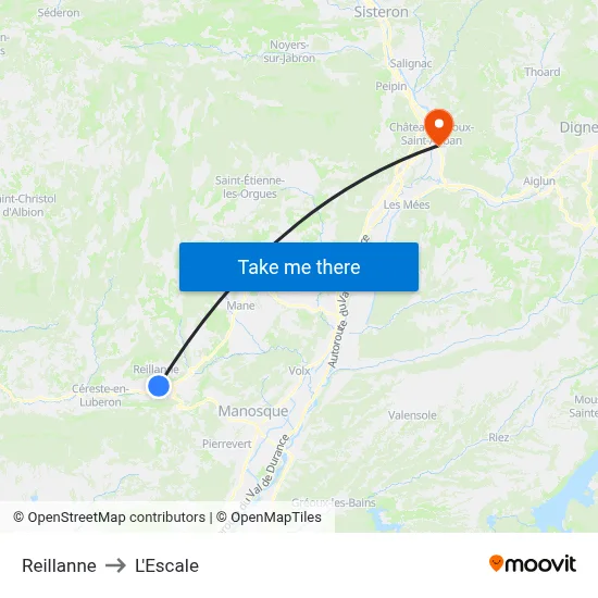 Reillanne to L'Escale map