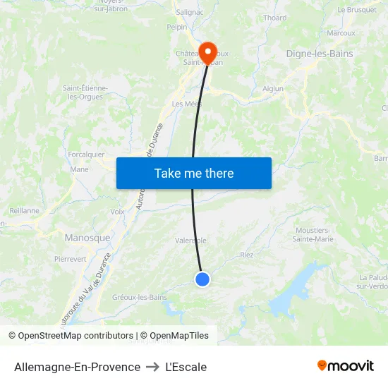Allemagne-En-Provence to L'Escale map