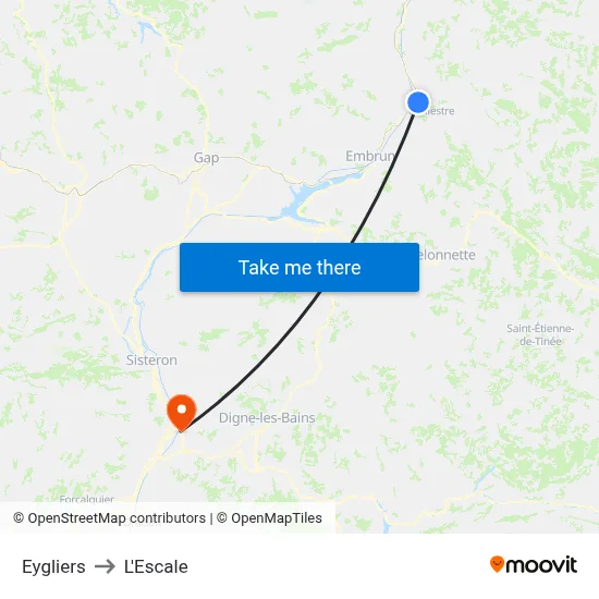 Eygliers to L'Escale map