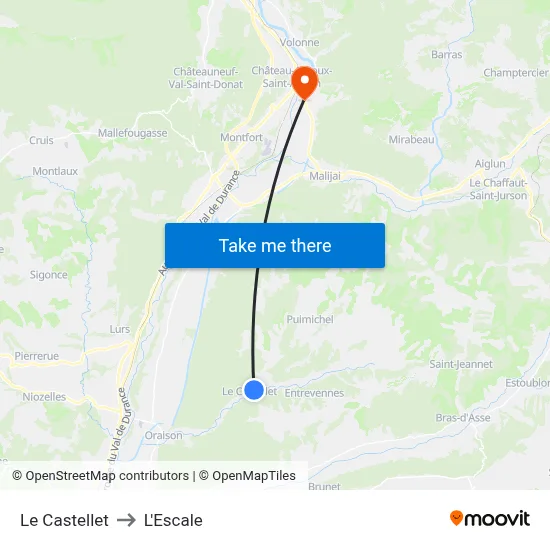 Le Castellet to L'Escale map
