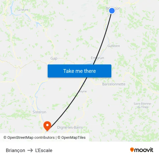 Briançon to L'Escale map