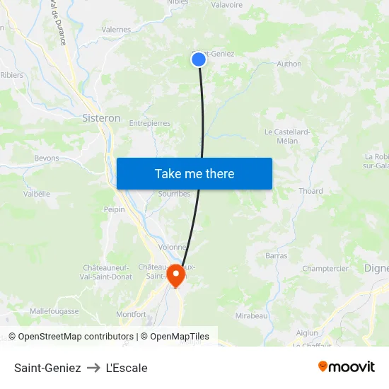 Saint-Geniez to L'Escale map