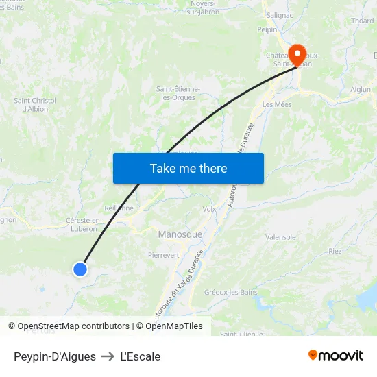Peypin-D'Aigues to L'Escale map