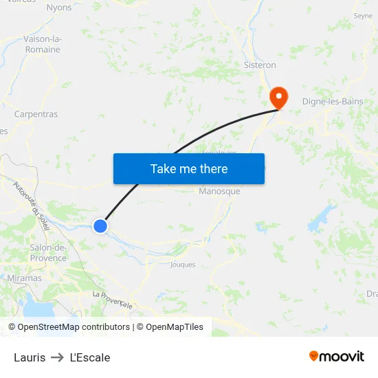 Lauris to L'Escale map