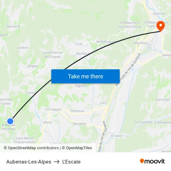 Aubenas-Les-Alpes to L'Escale map