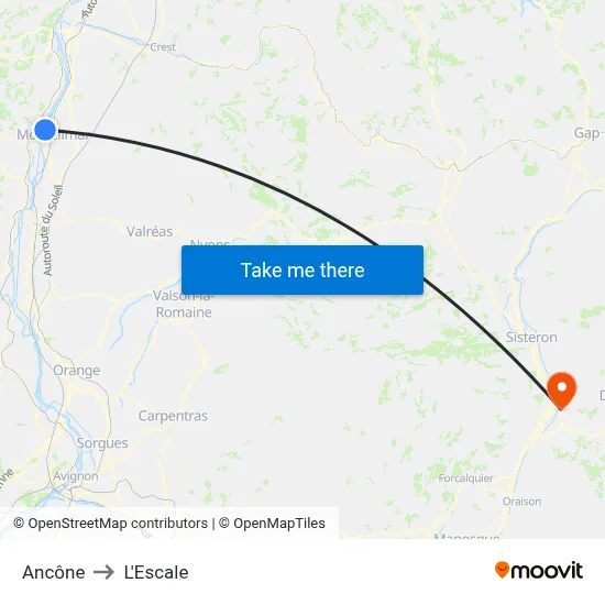 Ancône to L'Escale map
