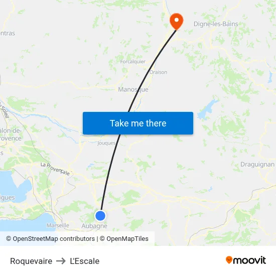 Roquevaire to L'Escale map