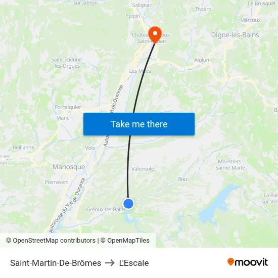 Saint-Martin-De-Brômes to L'Escale map