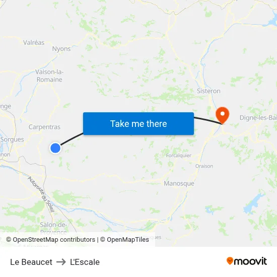 Le Beaucet to L'Escale map