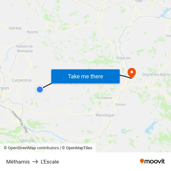 Méthamis to L'Escale map
