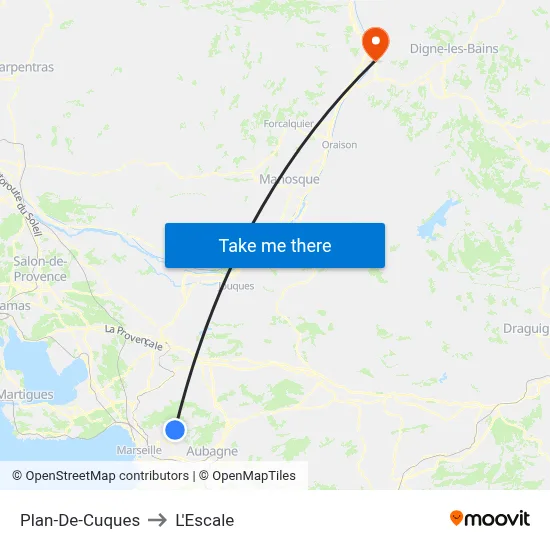 Plan-De-Cuques to L'Escale map