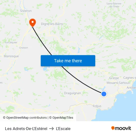 Les Adrets-De-L'Estérel to L'Escale map